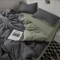 Solid Color Washed Cotton Skin-Friendly Brushed Four-Piece Bedding Set