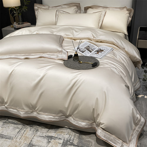 Luxury Embroidered Long-staple Cotton Solid Color Four-Piece Set